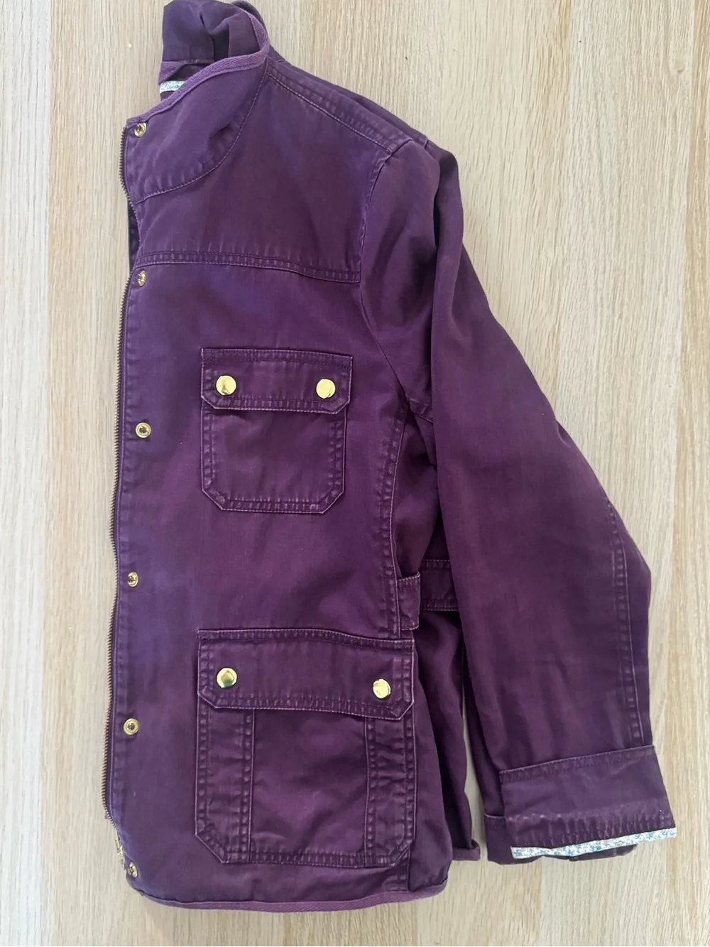 J.Crew Relaxed Boyfriend Field Jacket Purple Utility Cargo Military 100% cotton
